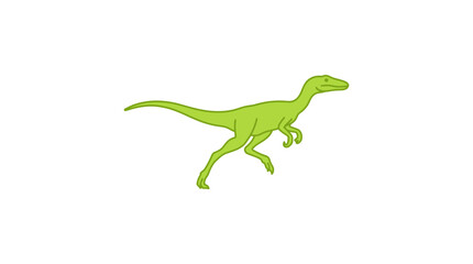 Fototapeta premium Minimalist green predatory dinosaur running vector illustration isolated on white