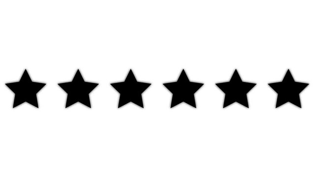 6 Star Rating animation white background 4k animation alpha channel.
