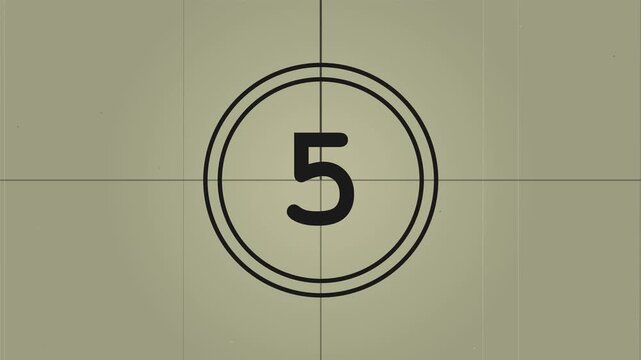 Animated Film Countdown Leader with Circular Motion and Vintage Cinema Design
