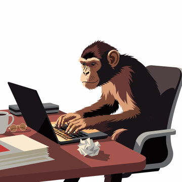 Monkey Typing at a Laptop