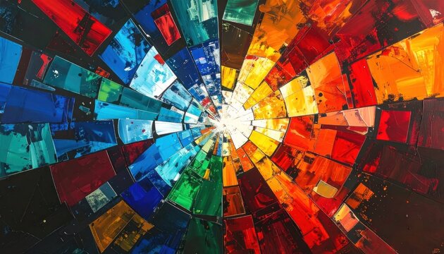 Vibrant colorful mosaic art design element.