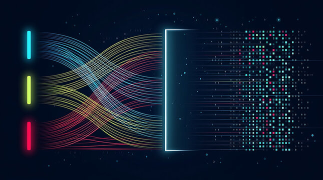 Abstract big data processing pipeline and binary code technology flow background