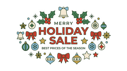 Fototapeta premium Merry Holiday Sale Festive Design with Ornaments and Decorations.