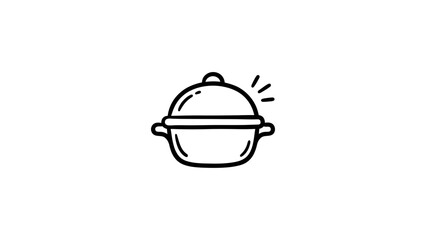 Fototapeta premium Simple cooking pot icon on white background.