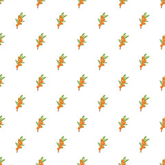 Fototapeta premium Sea buckthorn berries on branches forming a vibrant seamless pattern