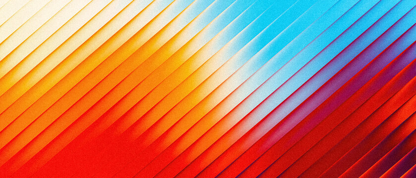 Ribbed diagonal textured stripes background with vibrant red, orange, yellow, and blue gradient colors