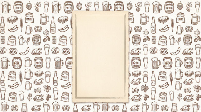 Oktoberfest doodle background with blank menu.