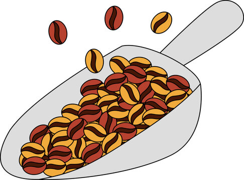 Scoop of Roasted Coffee Beans Illustration