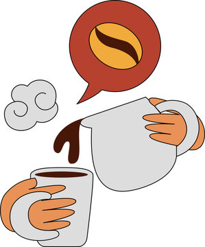 Illustration of Pouring Hot Coffee