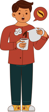 Man Pouring Coffee Illustration
