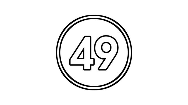 Number 49 animation motion graphics sign symbol in circle on white background video element