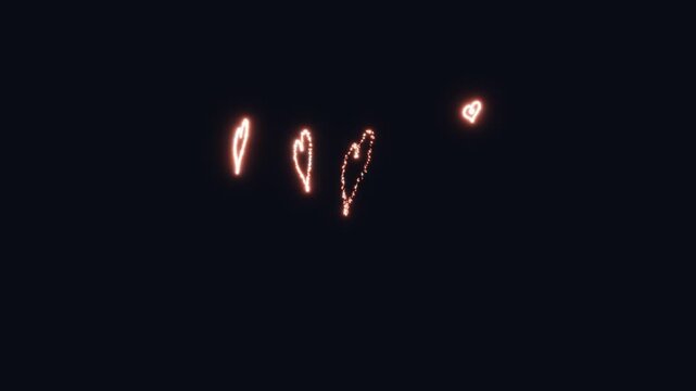 3d render firework A captivating celestial display featuring glowing particles in a dark sky that slowly evolve into intricate heart shapes
