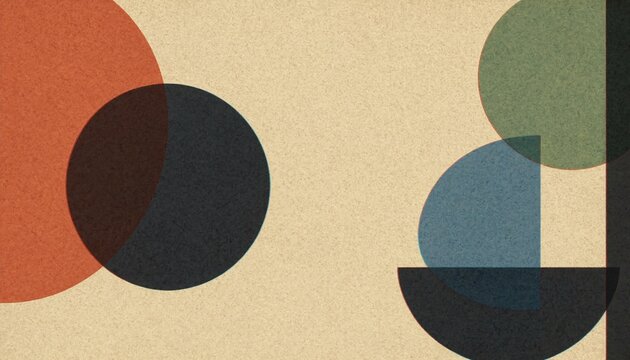 Abstract geometric background with circles and semicircles in muted vintage colors