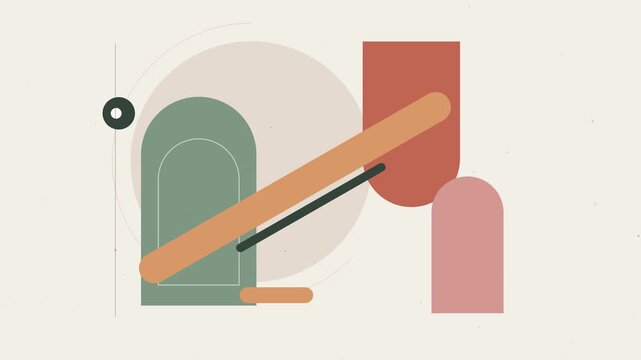 Abstract geometric shapes animation with retro pastel colors and minimalist design