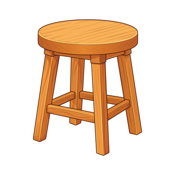 Wooden Round Stool Isolated Cartoon Vector Illustration