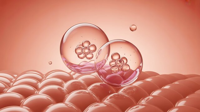 Illustration of developing cells with nuclei on a biological surface
