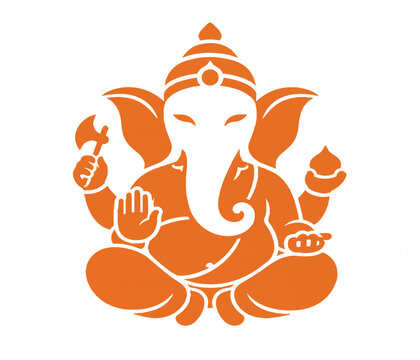 Seated four-armed lord ganesha silhouette vector graphic with four arms hindu god elephant god ganesh chaturthi vector illustration white background religion mythology tradition festival