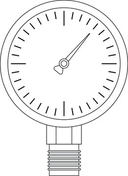Manometer Pressure Gauge Outline Icon Illustration on White Background