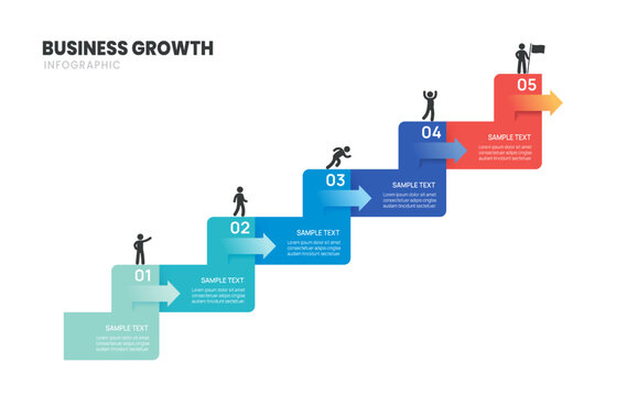 Five Step Business Process Timeline Infographic Template. for business success concept presentation and icon elements.