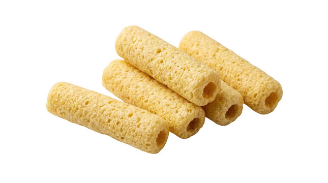 Crispy corn snack tubes isolated on transparent background