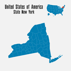 Fototapeta premium Vector map of the USA - State New York