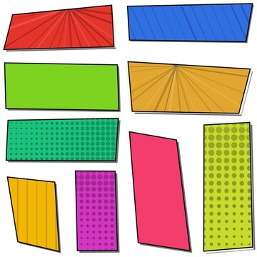 Colorful Pop Art Comic Page Layout & Blank Halftone Frames Set
