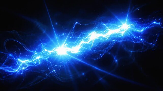 Abstract digital rendering of interconnected glowing energy orbs and dynamic light trails on a dark red background.