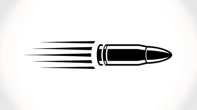 Black flying bullet icon with speed lines