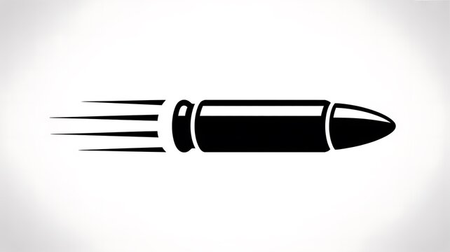 Black flying bullet icon with speed lines