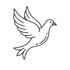 Fototapeta premium White dove in flight, simple line art