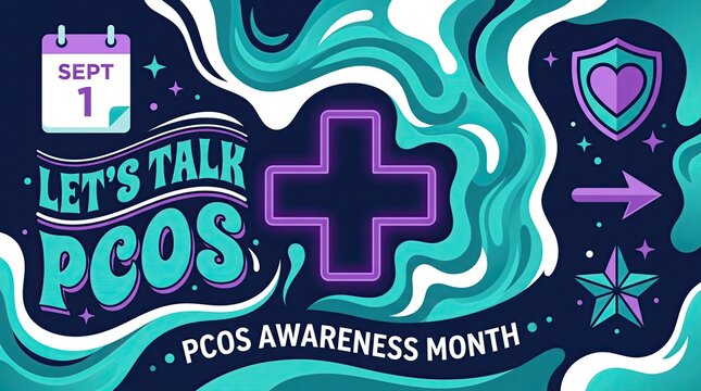 Lets Talk PCOS Awareness Month dark fluid vector banner