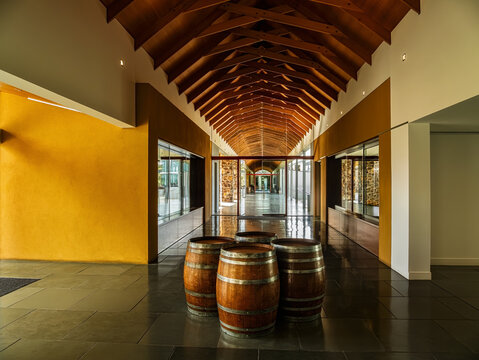 Wine Barrels Inside Long Entrance Hall