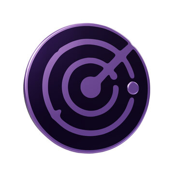 Purple 3D radar or sonar screen icon with concentric circles on white background 3D icon detection sign 3D render isolated icon graphic design shiny symbol scanning symbol 3D render detection