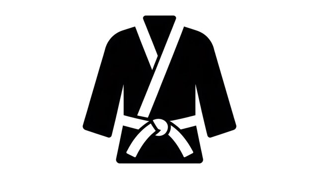 Black judo gi uniform icon on white