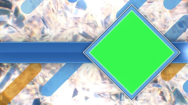 Sliding Geometric Rhombus Green Screen Overlay with Glowing Crystal Refraction Frame Layout