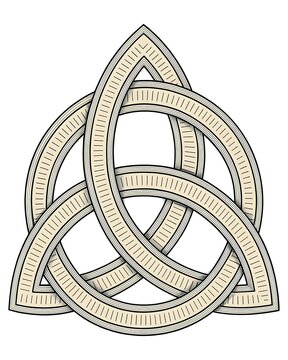Intricate Celtic trinity knot design in black and white