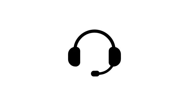 Black headphones icon for customer support