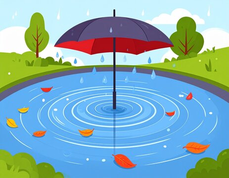 summer landscape with umbrella