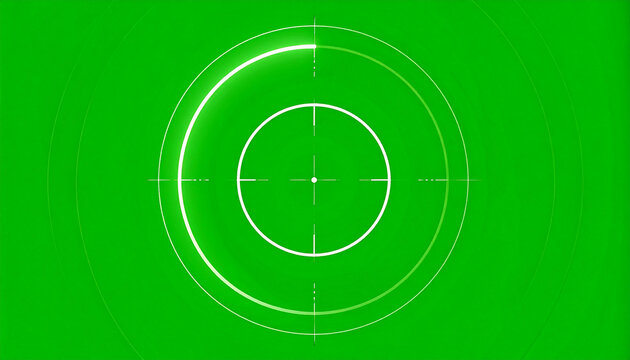 Abstract Green Background with Futuristic White Circular Target Reticle and Concentric Rings Animation Overlay