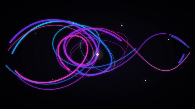 Glowing neon curves weave abstract patterns in this dynamic motion animation for high quality video