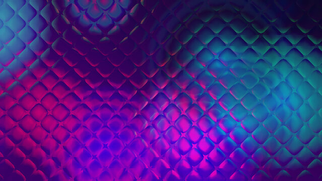 An abstract background featuring iridescent scales in vibrant shades of blue purple and pink creates a mesmerizing and colorful textured design
