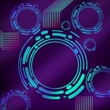 Abstract cyber sci-fi technology vector background with glowing circuit lines and tech circles