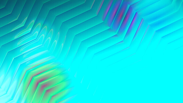 An abstract composition of vibrant blue and green flowing light streaks with blurred shapes on a soft gradient background