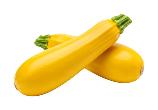 Fresh yellow zucchini squash vegetable isolated on transparent background set.