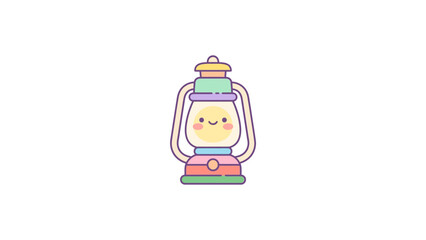 Fototapeta premium Smiling vintage camping lantern in pastel colors.