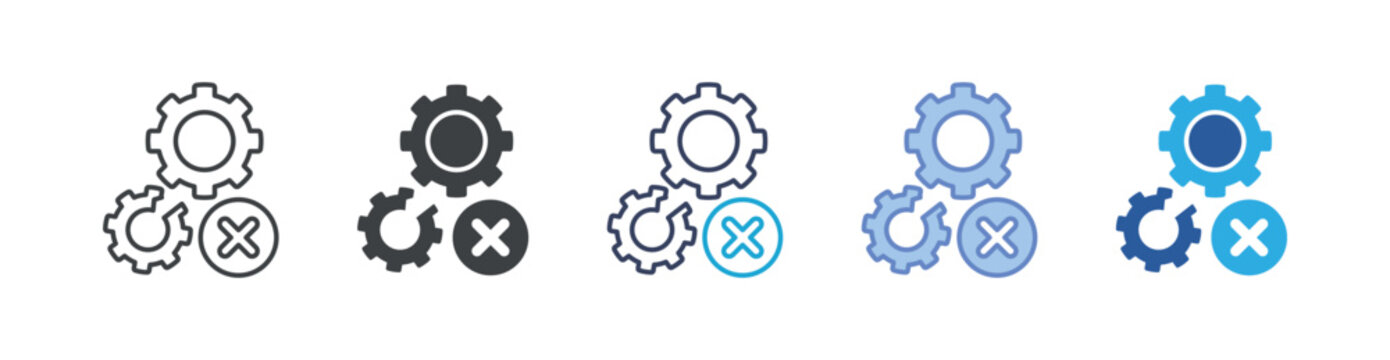 Process Disruption icon set multiple style collection