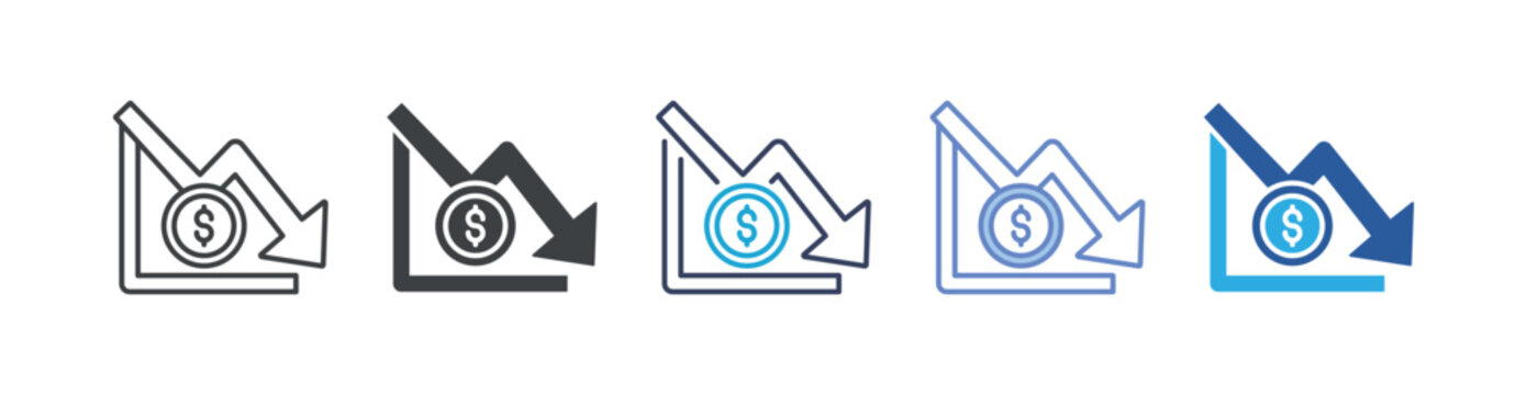 Unprofitable icon set multiple style collection