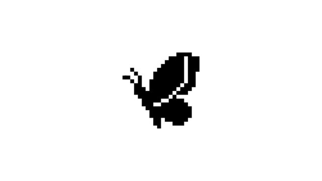 Solid black butterfly pixel art.
