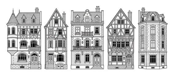 Obraz premium Vintage European Townhouse Row Black and White