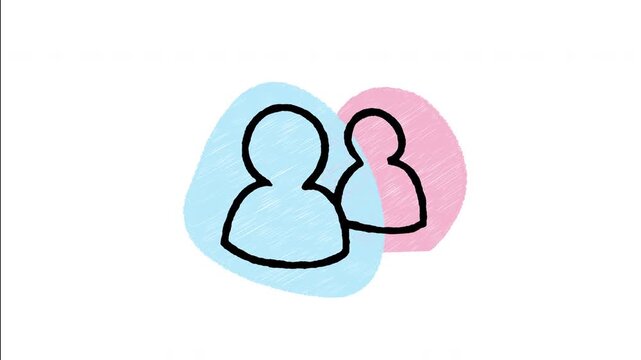 An animated hand drawn two people silhouette avatars. Perfect for business partnership, team collaboration, duo connection, and human resource profiles